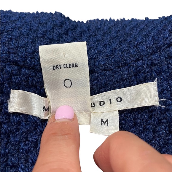 Max Studio Patch Pocket Weave Blazer Jacket Women’s Gold Button Blue Medium - Picture 4 of 9